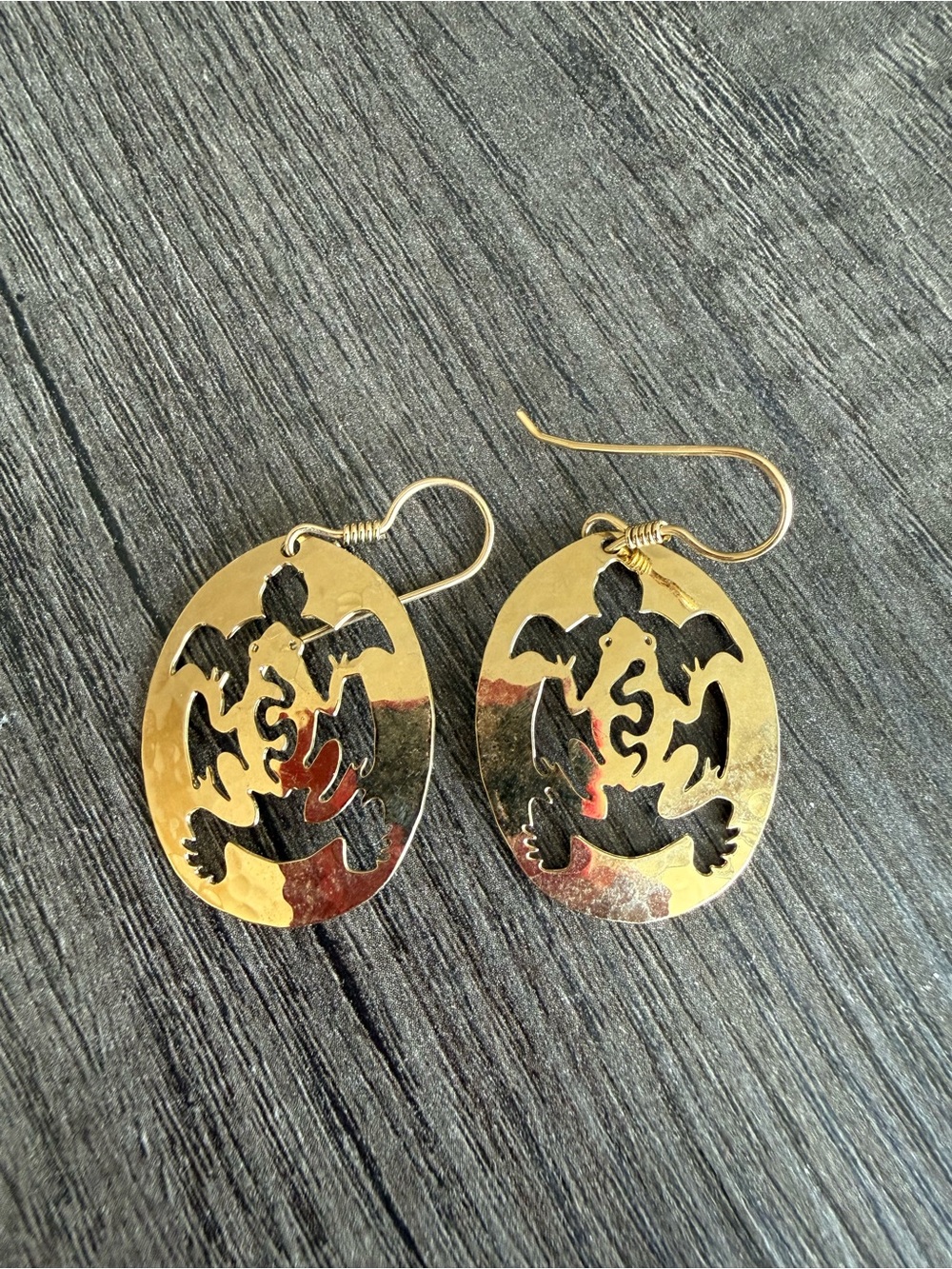 Gold Turtle Cutout Dangle Earrings for Women - Polished Gold Finish